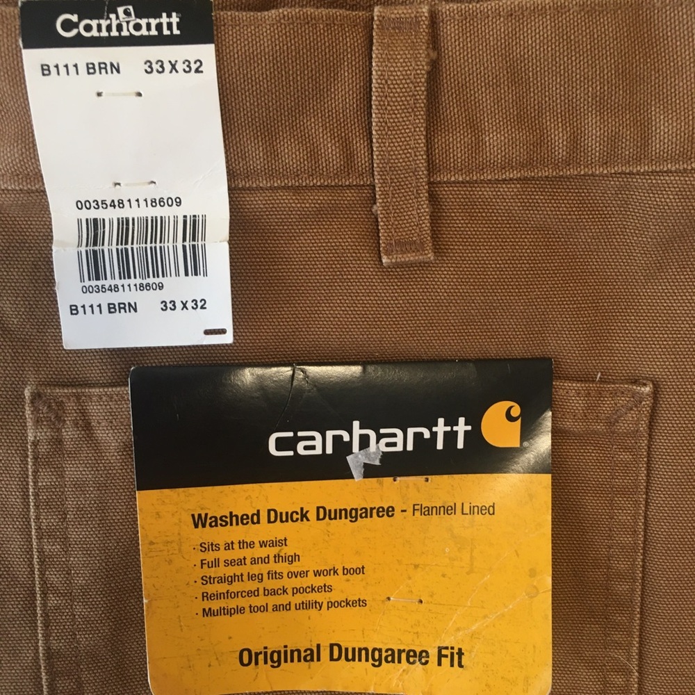 Carhartt Dungaree NWT Flannel Lined 33x32